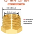 thumbnail image 2 of GHSDFBB 6 Pcs Réducteur de Raccord en Laiton Hexagonal 1/2 Pouces NPT Mâlex3/8 Pouces Filetage Femelle NPT, 2 of 4