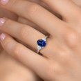 thumbnail image 4 of Gem Stone King 925 Sterling Silver Blue Created Sapphire and White Zirconia Engagement Ring for Women | 2.80 Cttw | Oval 9X7MM | Gemstone September Birthstone | Size 5, 4 of 6
