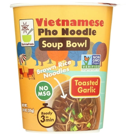 Star Anise Foods Instant Vietnamese Noodle Pho Bowl  Gluten Free  No MSG  Toasted Garlic  1.9 oz