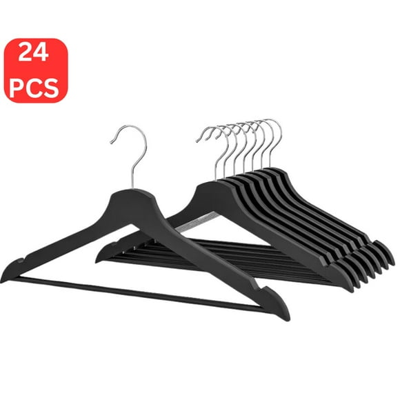 Wooden Hangers (24 Pcs) | Hangers 43cm * 14mm | Black Hangers