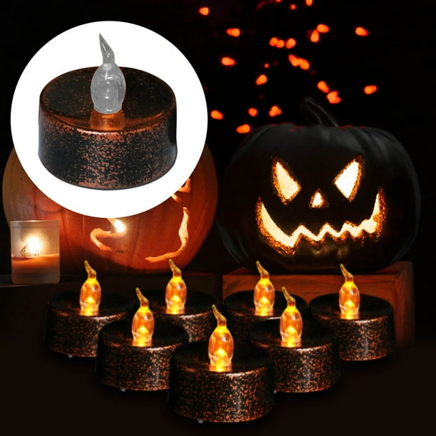 Fiudx Velas Led de Halloween, Luces Decorativas a Pilas, Diseño de Cabeza de Vela Puntiaguda, Decoración Festiva para El Hogar, Decoración para Fiestas Al Aire Libre, Juego de 12 Piezas, Tamaño 3,6 X
