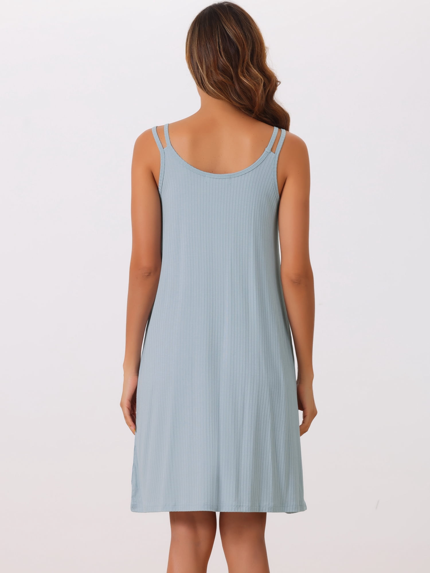DARING DIVA Women's Sleeveless Modal Spaghetti Strap Chemise Nightgowns S Blue