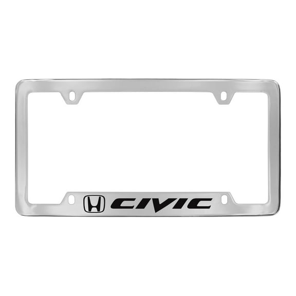 Honda Civic Chrome Plated Metal Bottom Engraved License Plate Frame Holder