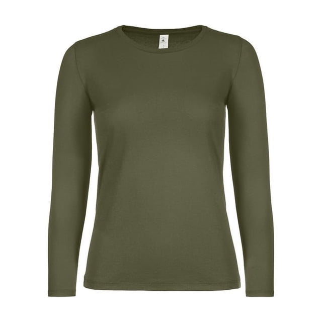 B&C - Camiseta deportiva de manga larga #E150 para mujer señora (Caqui Urbano)
