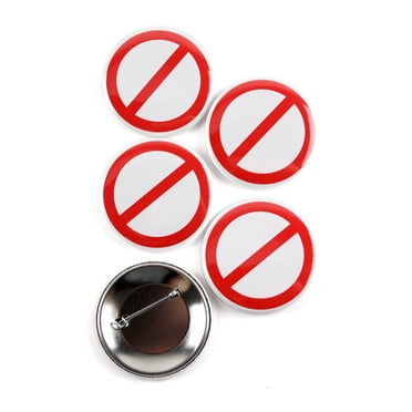 No Symbol, Nay, Interdictory Circle, Circle Backslash Pinback Buttons - 2.25 Inch Round - 5 Pack