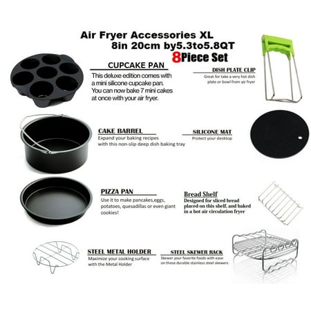 

9PCS/Set 8 Inches Air Fryer Accessories Home Kitchen Cooking Tools Air Fryer Barbecue Baking Cooking Tool