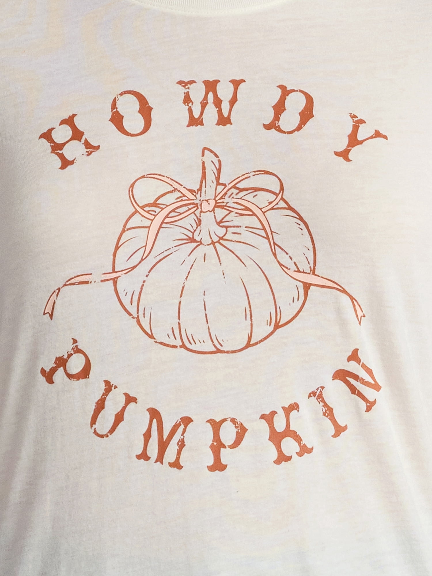 Positivitees Women's Howdy Pumpkin Graphic Seasonal Fall Tee, Sizes S-XXXL