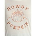 thumbnail image 3 of Positivitees Women's Howdy Pumpkin Graphic Seasonal Fall Tee, Sizes S-XXXL, 3 of 4