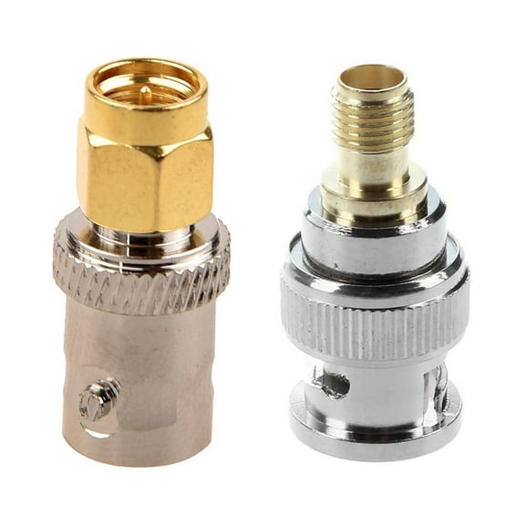 SMA Male To Silver Tone BNC Female Connector Adapter & BNC Male To SMA Female Plug Coax Adapter