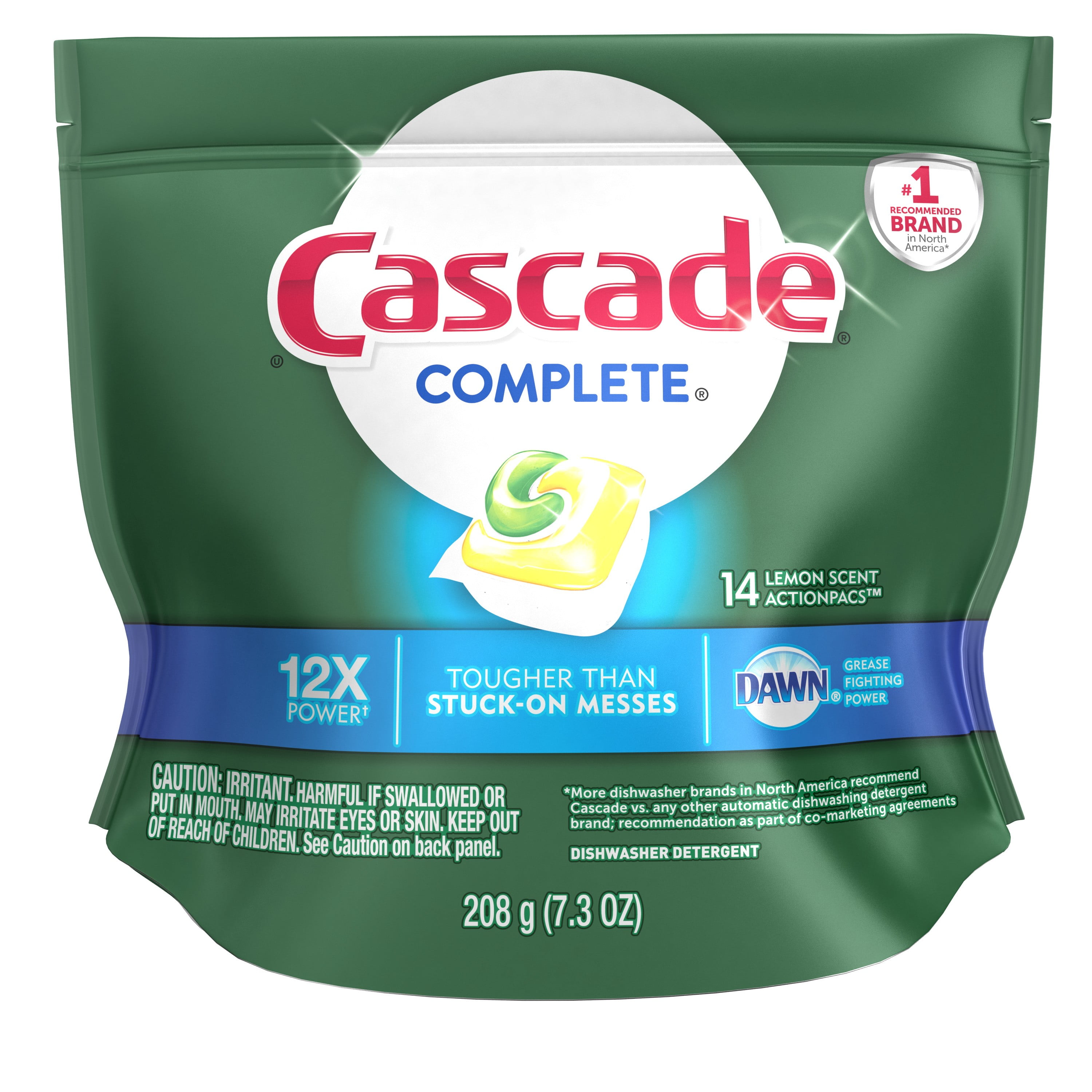 Cascade Complete ActionPacs Dishwasher Detergent, Lemon Scent, 14 count