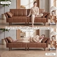 thumbnail image 4 of 77" Faux Leather Sofa,Mid Century Modern Convertible Futon Sofa Bed Loveseat with Adjustable Armrest and Backrest,2 Pillows for Living Room,Office,Brown, 4 of 10
