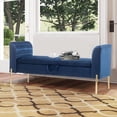thumbnail image 7 of Andewrold Storage Bench,Upholstered Storage Ottoman Bench,Modern Bed Bench Entryway Bench with Gold Legs for Bedroom Living Room(Blue), 7 of 7