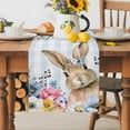 thumbnail image 2 of Burlap Table Runner 90 Inches Long,Easter Rabbit Blossom Flower Non-Slip Kitchen Table Runners for Dining Room Everyday Use Party Table Decorations Eucalyptus on Blue Plaid, 2 of 9