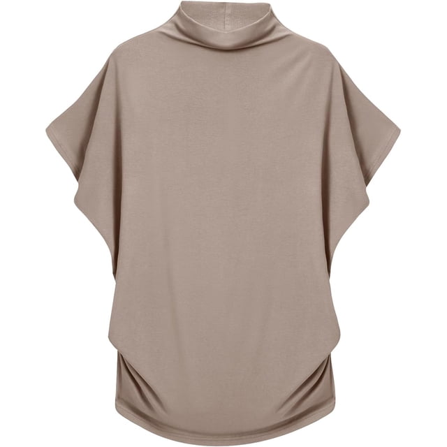 LYANER - Blusa de verano de manga corta con volantes y cuello alto para mujer
