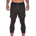 thumbnail image 3 of Hinvhai Compression Pants for Men, 2 in 1 Running Shorts Double Layer Quick ness Leggings Sport with Pocket Black XL(XL), 3 of 8