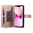 thumbnail image 5 of Allytechgroup Wallet Case for Apple iPhone 13, 9 Cards Holder + Zipper Pocket + Hand Wrist Shockproof Stand Flip Cover RFID Blocking Phone Case for Women Men, Pink, 5 of 7