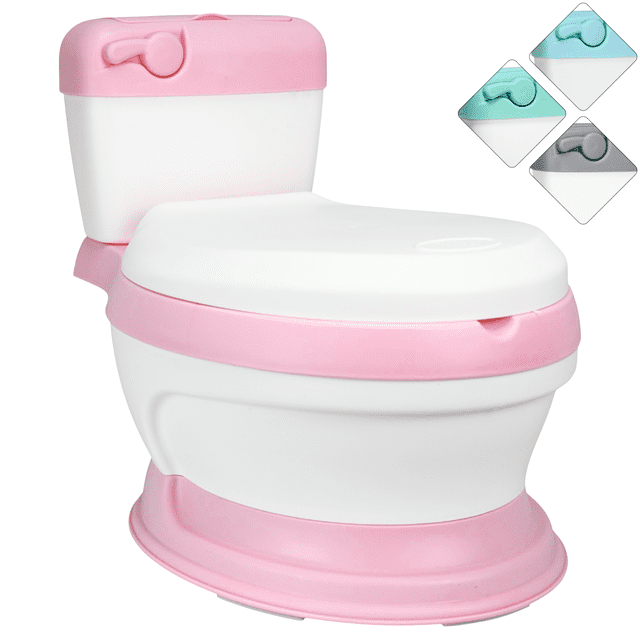 Baño Entrenador para Niños con Asiento Acolchado Antideslizante Diseño Realista - Rosa