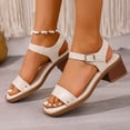 thumbnail image 7 of Viluyesy Womens Heeled Sandals, Ankle Strap Sling Back Square Toe Ladies Block Heels Dressy Shoes White US7, 7 of 7