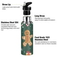 thumbnail image 3 of Yayeee 20oz Double Wall Stainless Steel Water Bottle with Flip Straw, Green Christmas Gingerbread, 3 of 7
