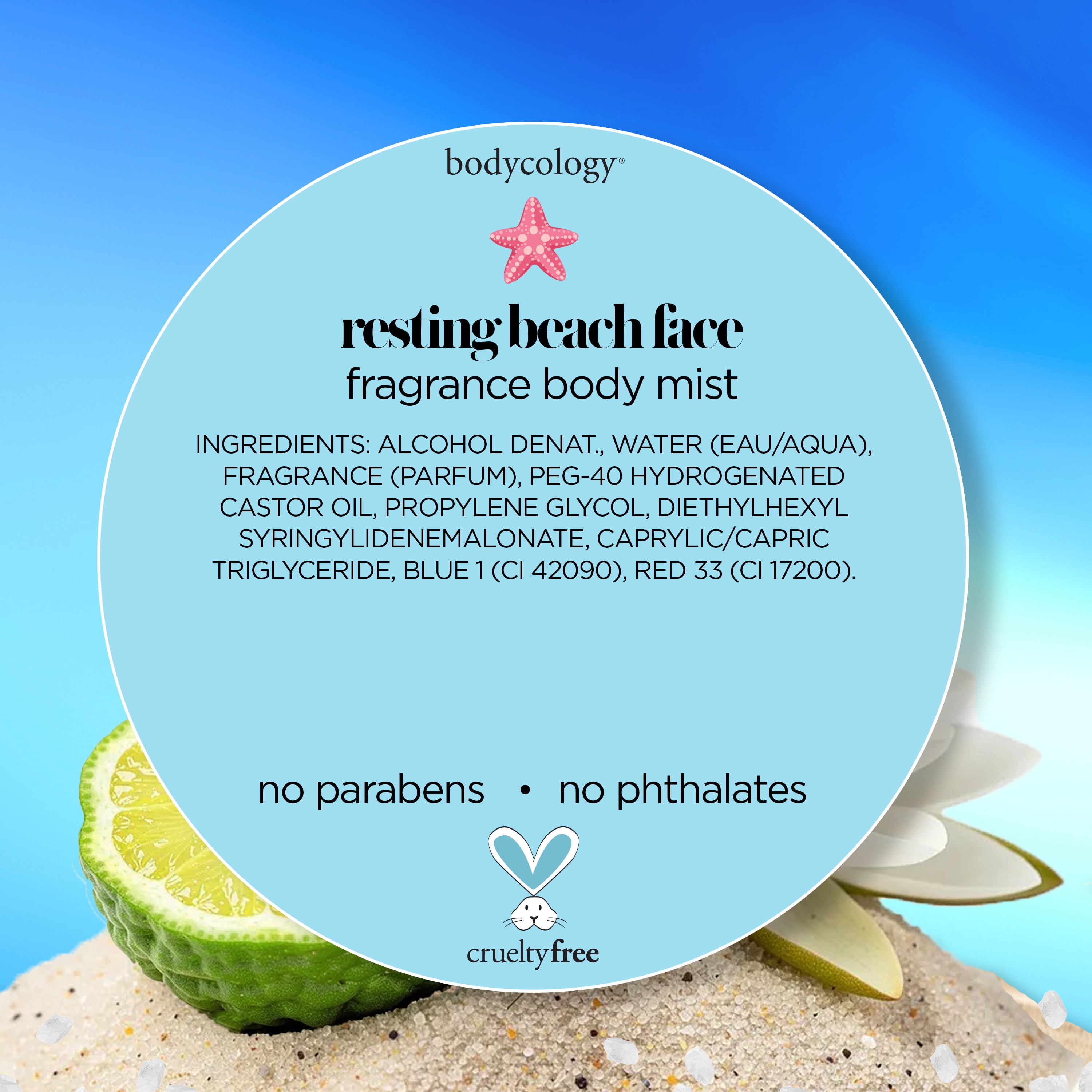 Bodycology Fragrance Body Mist, Resting Beach Face, 8 fl oz