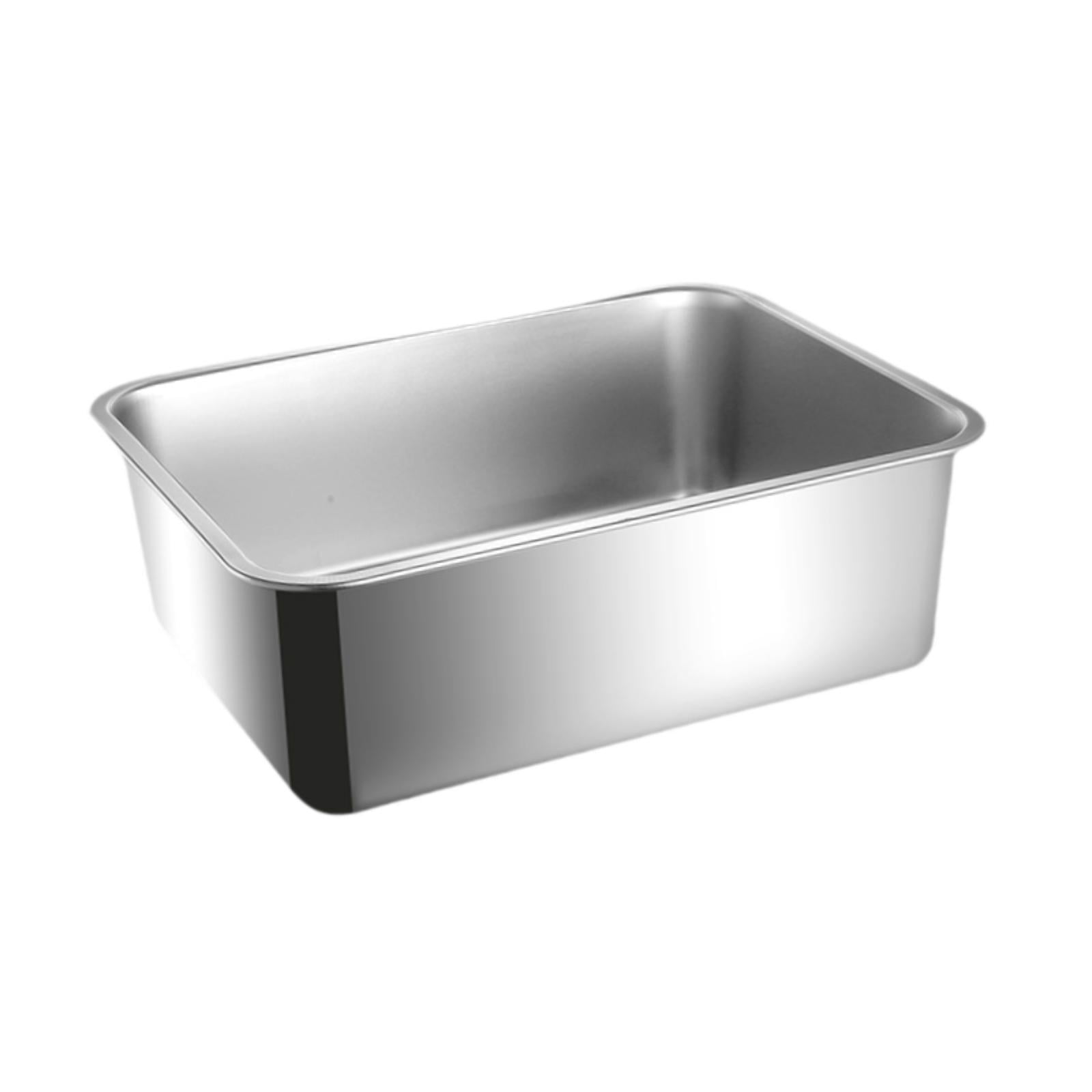 Zxpjkyu Cat Litter Box Litter Pan Stainless Steel Container Easy to Clean Open Top Large Height 15cm