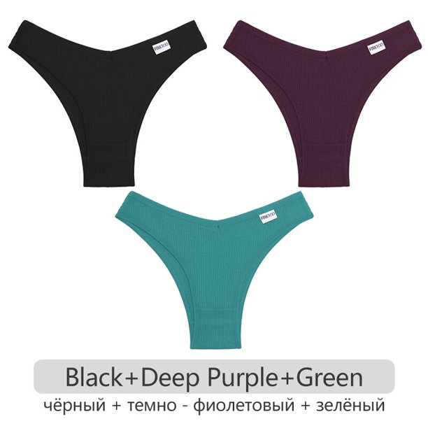 Bragas brasileñas de algodón para mujer, ropa interior de estilo Waffle, cómoda, suave, lencería femenina, 3 uds./Set
