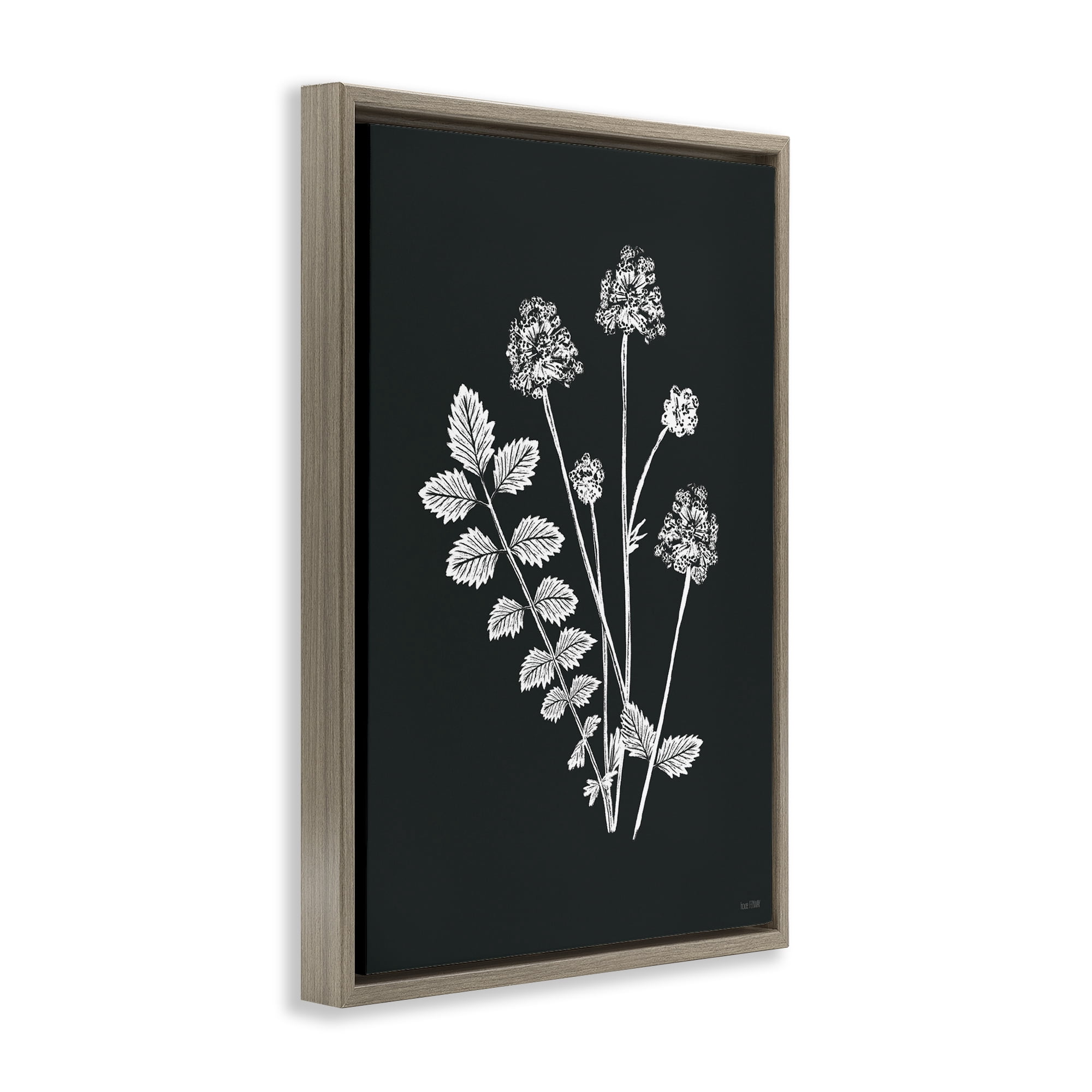 Stupell Industries Herb Bunches Impression Botanical & Floral Painting Brown Floater Framed Art Print Wall Art, 21 x 31