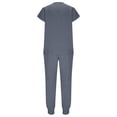 thumbnail image 5 of Hogleaql Womens Scrub Sets V-Neck Short Sleeve Jogger Suit with Multi Pockets Nurse Tops & Cargo Pant Medical Nursing Uniform Casual Workwear Scrub Sets Gray L, 5 of 9