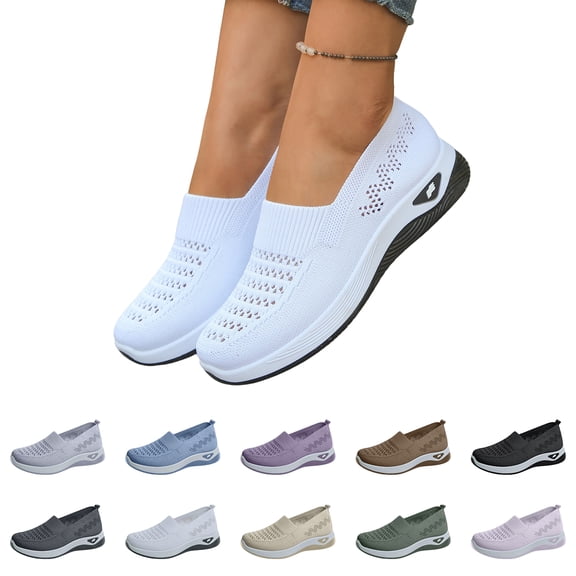 Womens Orthopedic Shoes Arch Support Breathable Non-Slip Walking Sneakers Summer Comfort Lightweight Soft Sole Slip-On Athletic Shoes, 41