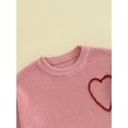 thumbnail image 6 of FEORJGP Toddlers Baby Girl Valentine’s Day Sweaters Infant Long Sleeve Knitwear Pullovers Heart Embroidery Knit Jumper Crew Neck Sweatshirt Knitted se Casual Clothes for Spring Fall Winter, 6 of 9