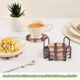 thumbnail image 5 of Yayeee 6 PCS Drink Coasters with Holder Set Woven Absorbent Round Tabletop Hot Pad, Purple Jam, 5 of 7