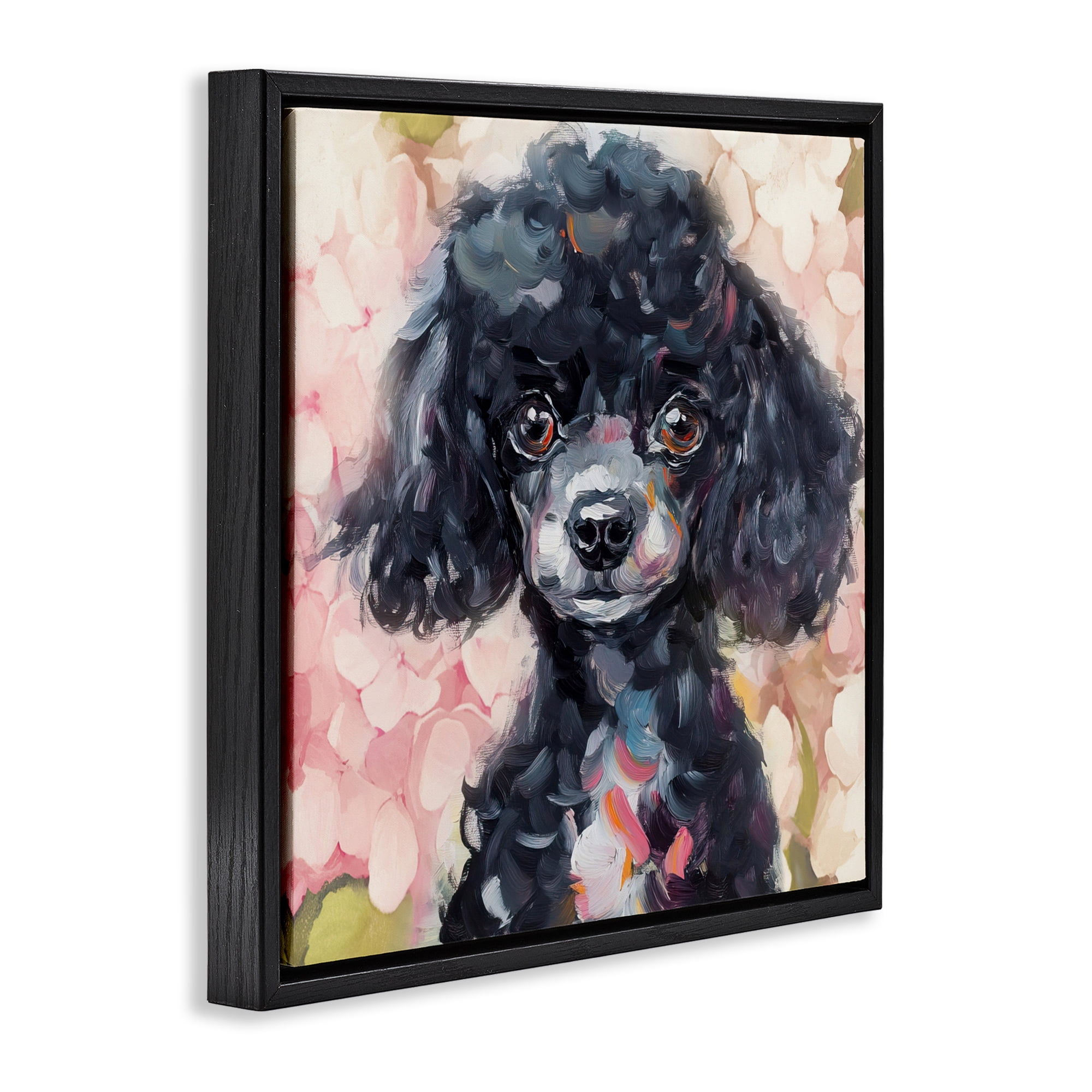 Stupell Industries Little Black Poodle Black Framed Floater Canvas Wall Art, design by Tina LeCour