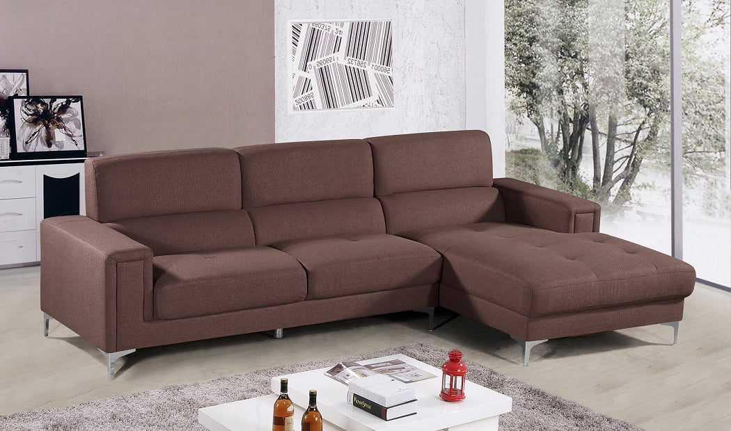 Modern Sectional Brown Faux leather 2pc Sectional Sofa Set Relax Tufted