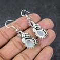thumbnail image 4 of Natural Rainbow Moonstone Gemstone Handmade 925 Sterling Silver Earring 2", 4 of 4