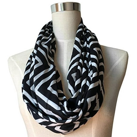 Scarf With Pockets - Pop Fashion Womens Square Geometric Pattern Scarf with Zipper Pocket