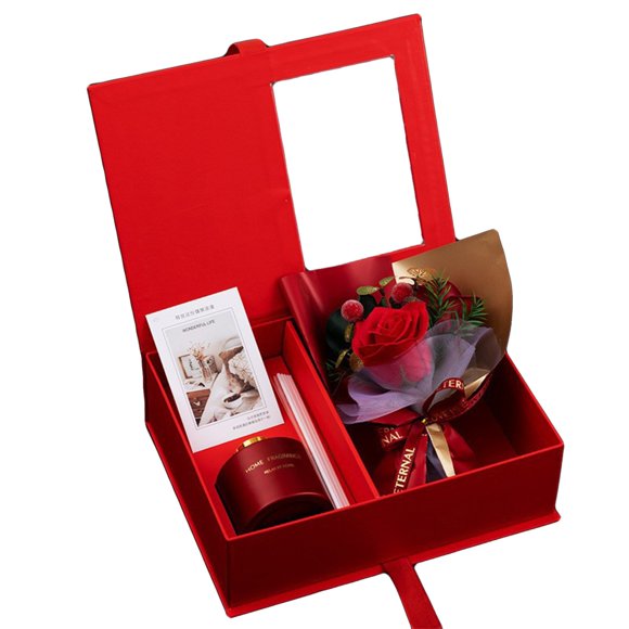 Relaxing Spa Gift Basket for Women Aromatherapy Rose Bouquet Set with Candle, Birthday & Christmas Present for Her