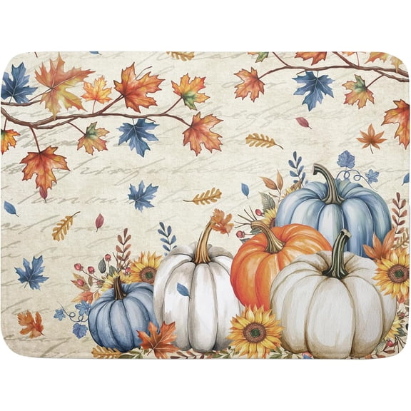 Fall Pumpkin Dish Drying Mat for Kitchen Counter 18x24 Inch Vintage Autumn Thanksgiving Absorbent Reversible Microfiber Dish Drainer Rack Mats Countertops Protector Mat