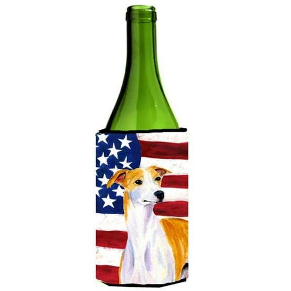 Usa American Flag With Whippet Wine bottle sleeve Hugger - 24 Oz.