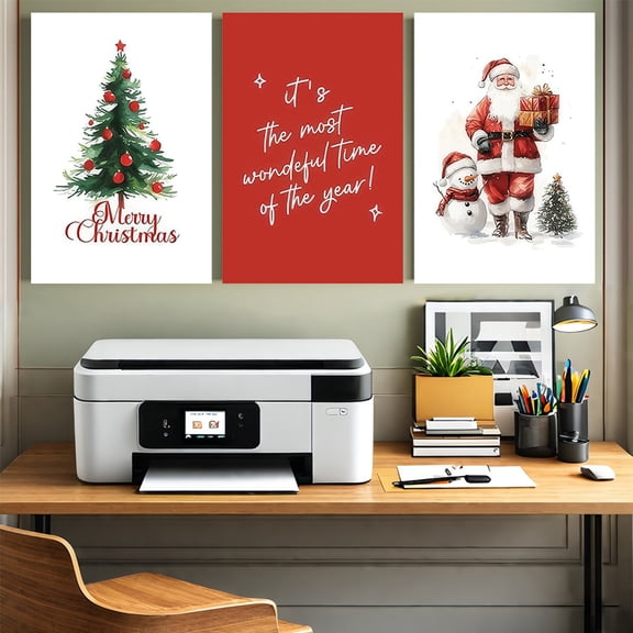 3pcs Eclectic Christmas Canvas Wall Art Set, Vintage Santa & Snowman, Merry Christmas Posters, Unframed, for Living Room, Bedroom, Studio, Hallway Decor