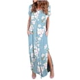 thumbnail image 2 of Fridja Robe Longue Décontractée pour Femmes avec Poches Manches Courtes Fendue, 2 of 6