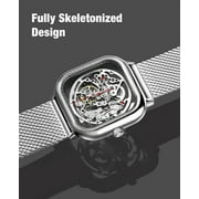 CIGA Design Automatic Mechanical Watch C Series Skeleton Analog Wrist Watch with Milanese and Leather Strap Sapphire Crystal Mirror Gifts for Men and Women