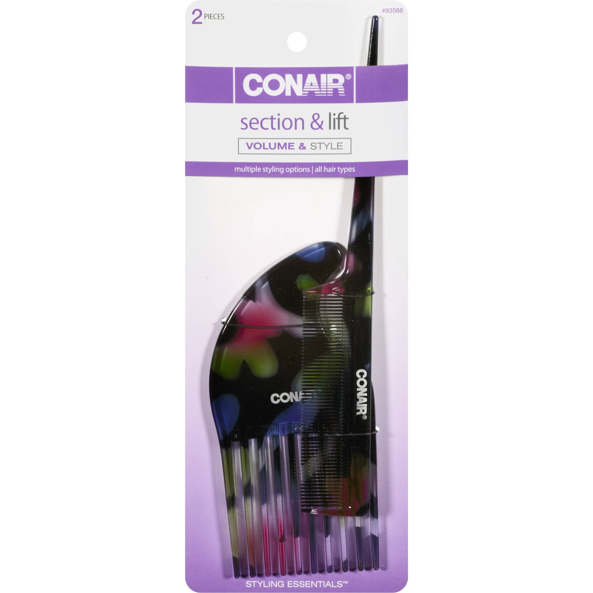 Conair Section & Lift Volume & Style Combs, 2 Pack