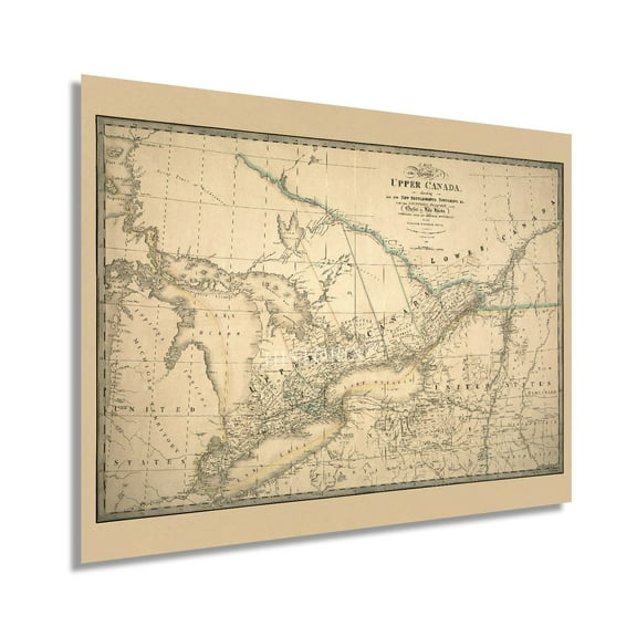 HISTORIX 1836 Upper Canada Map Vintage Poster Wall Art Print, 18 x 24 Inch