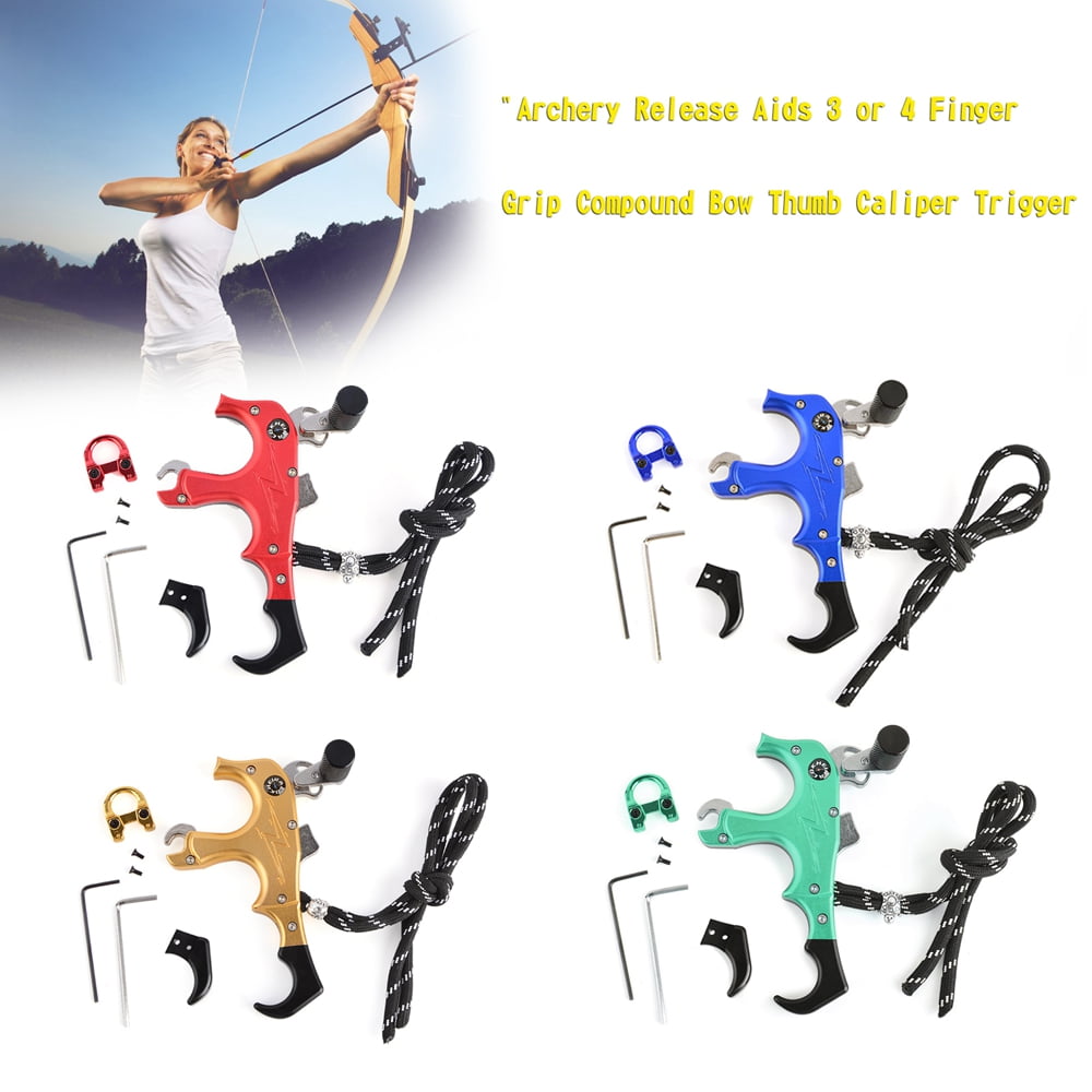 Archery Release Aids 3 / 4 Finger Grip Compound Bow Thumb Caliper