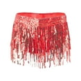 thumbnail image 5 of DHFJKG Skirts For Women Latin Dance Glitter Sequins Tassels Mini Skirt With Asymmetric Hem Performance Wear Stylish Skirt, 5 of 5