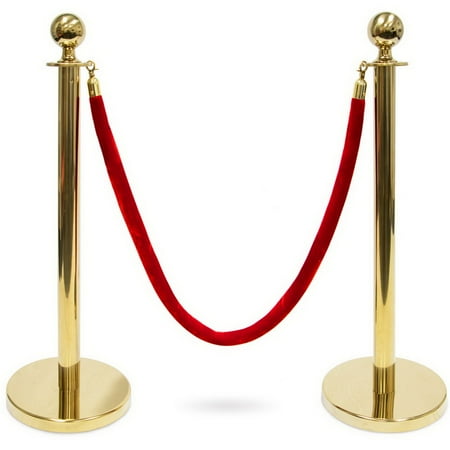 - 3-foot Ball Top Stanchions with 4.5-foot Red Velvet Rope, G