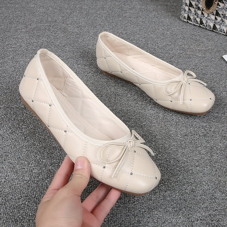 

Women‘s Square Toe Ballet Flats Bowknot Soft-sole Slip On Shoes Lightweight Walking Shoes