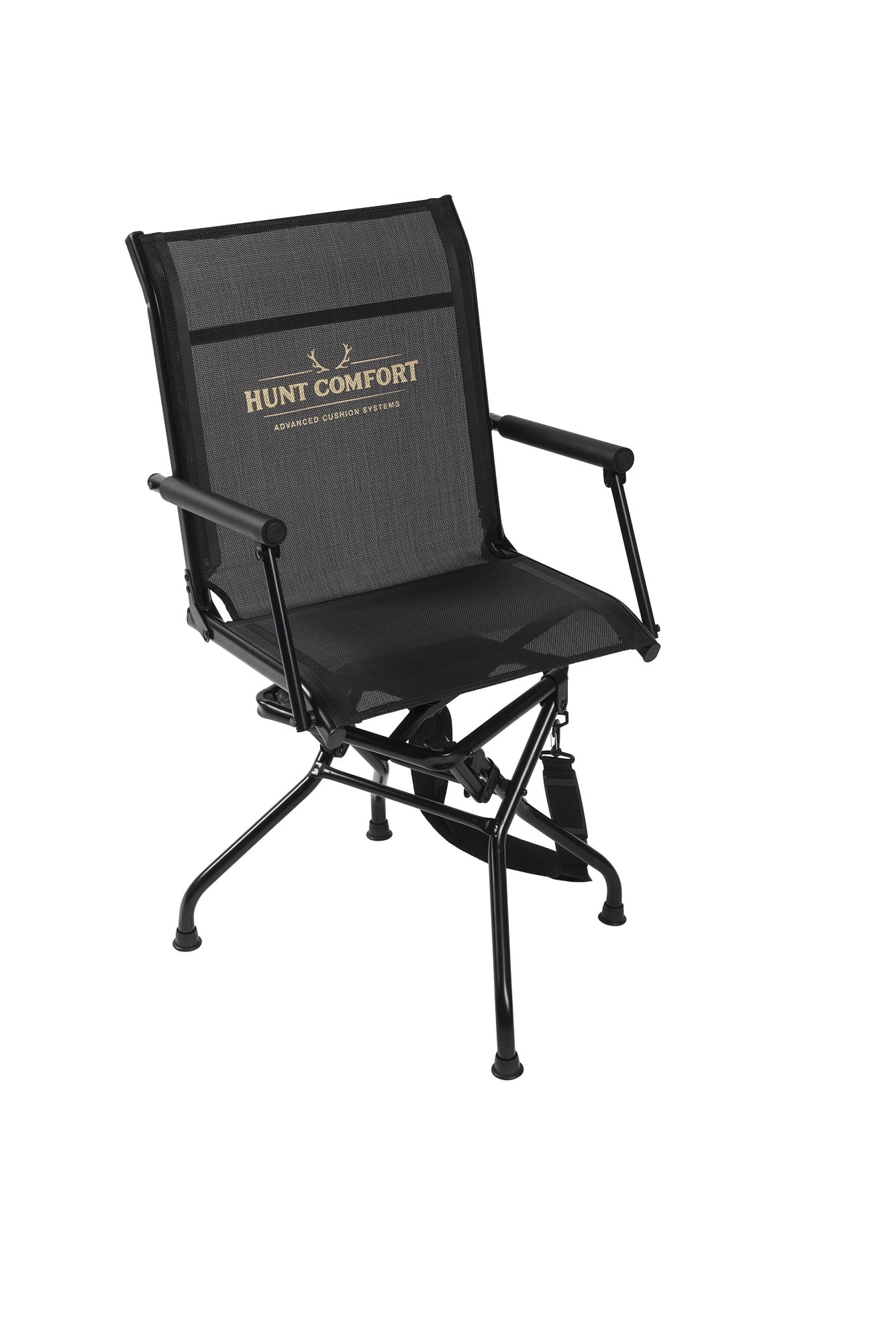 Hunting Swivel Chair Black Padded Back 360 Degree Folding Portable Deer Hunt 