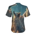 thumbnail image 6 of Zufioo Starry Sky Cloud Wolf Print Women's Classic V-neck T-shirt, V-neck Short-sleeved Tops Home Wear, Suitable for Daily Life, Work, Outdoors-Large, 6 of 8