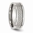thumbnail image 4 of White Stainless Steel Ring Band Wedding Grey Carbon Fiber, 4 of 6